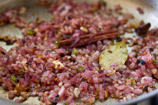 Onions being browned.