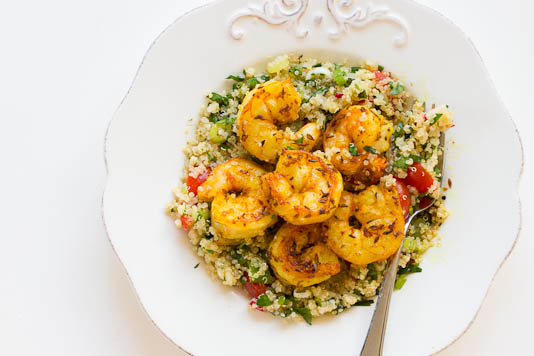 Quinoa Tabbouleh With Grilled Cumin Shrimp