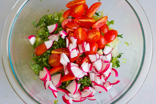 Chopped Ingredients For Tabbouleh