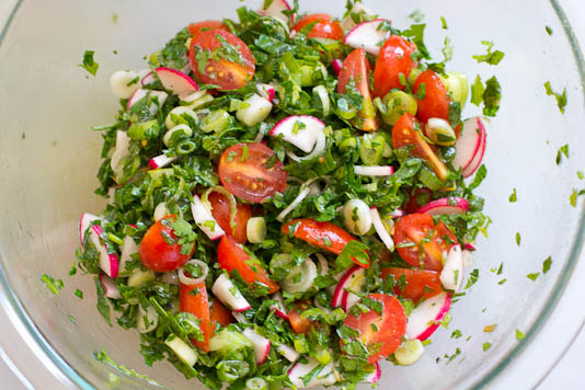 Tabbouleh Ingredients With Lemon And Olive Oil