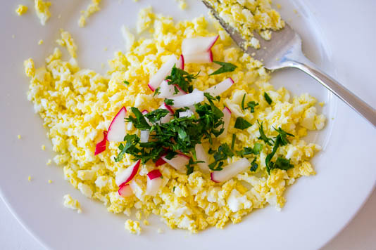 Eggs with Radishes & Parsley