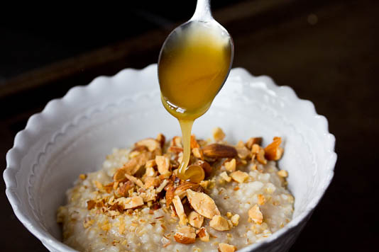 Drizzling Honey on Oatmeal