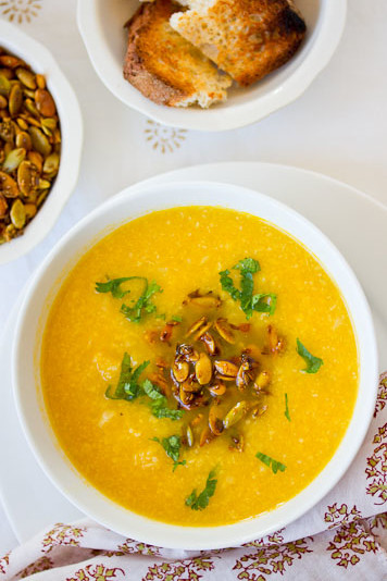 Cauliflower Soup with Spiced Pumpkin Seeds