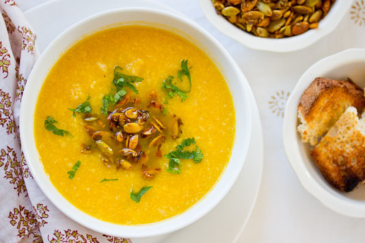 Cauliflower Soup with Spiced Pumpkin Seeds