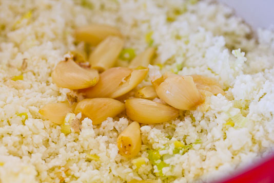 Roasted Garlic, Cauliflower, Leeks