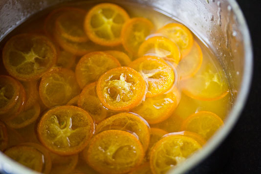 Simmering Kumquat Slices