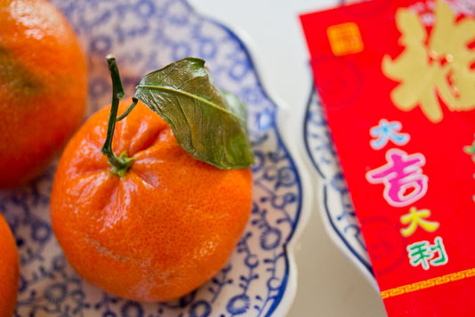 Chinese New Year Oranges and Red Envelopes
