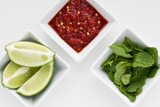 Sambal Oelek, Mint, Lime for Laksa