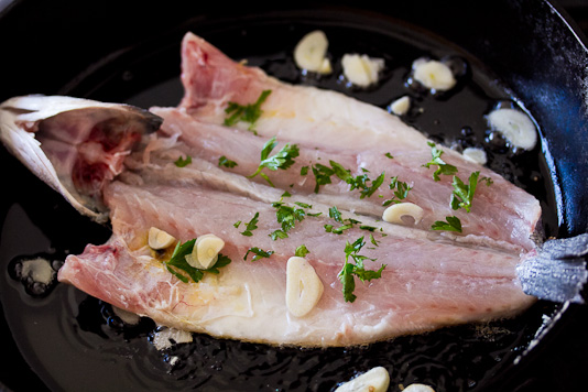 Fried Branzino with Garlic & Parsley