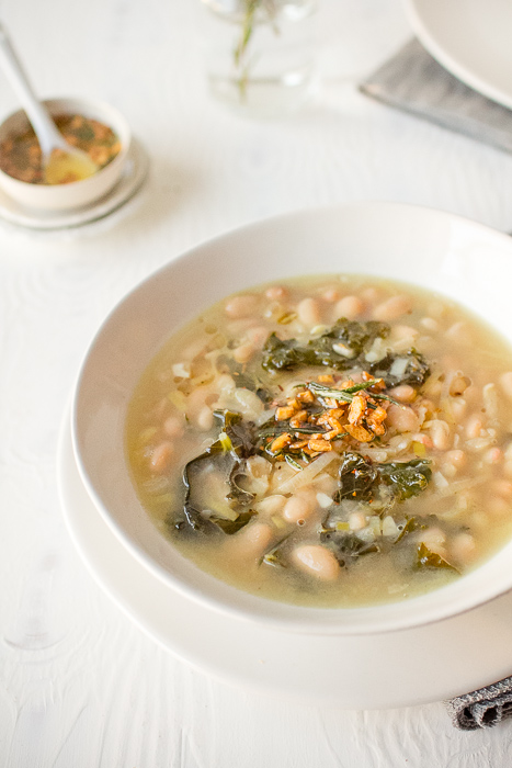 White Bean Rosemary Soup with Rosemary Oil